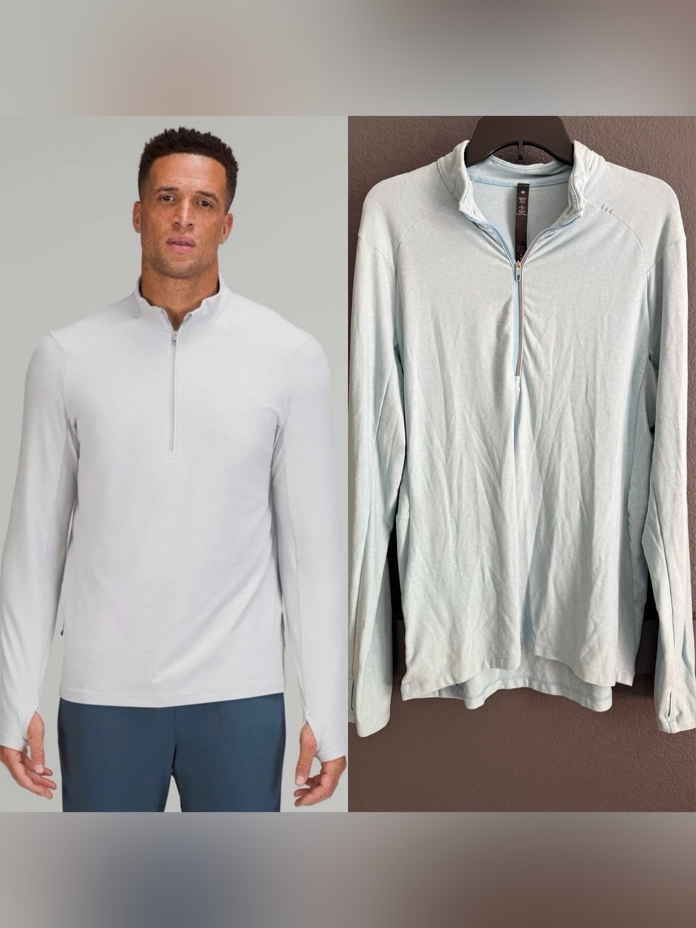 LULULEMON • men’s Surge Warm Reflective 1/2 Zip sky light blue Large